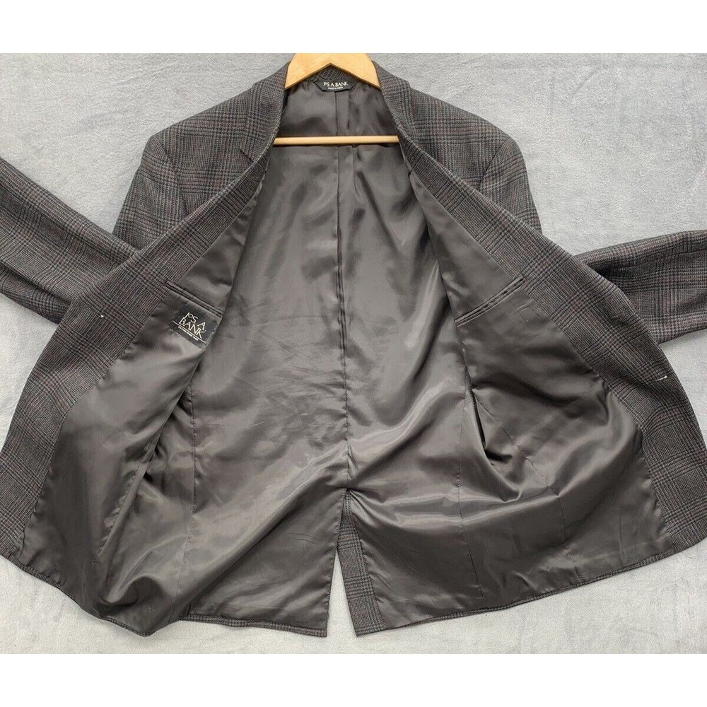 Jos A Bank Sport Coat Mens Size 44L Gray Single Breasted Vented Notch Two Button - Picture 13 of 16